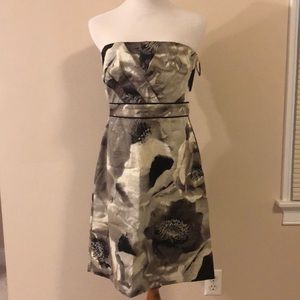 Strapless gray floral dress